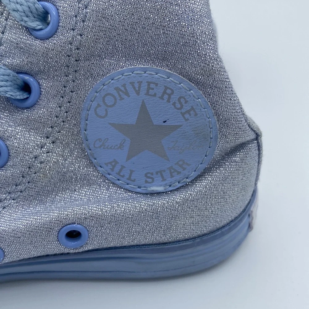 Converse All Star Metallic Blue Sneakers Ankle high tops Size 12 youth Unisex